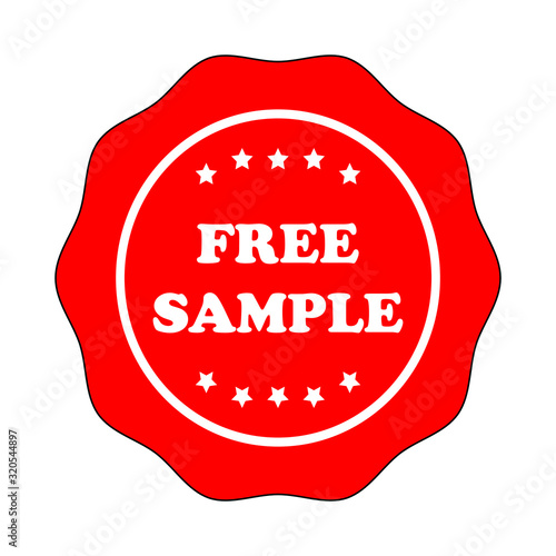 Free sample red seal ribbon sticker isolated on white background