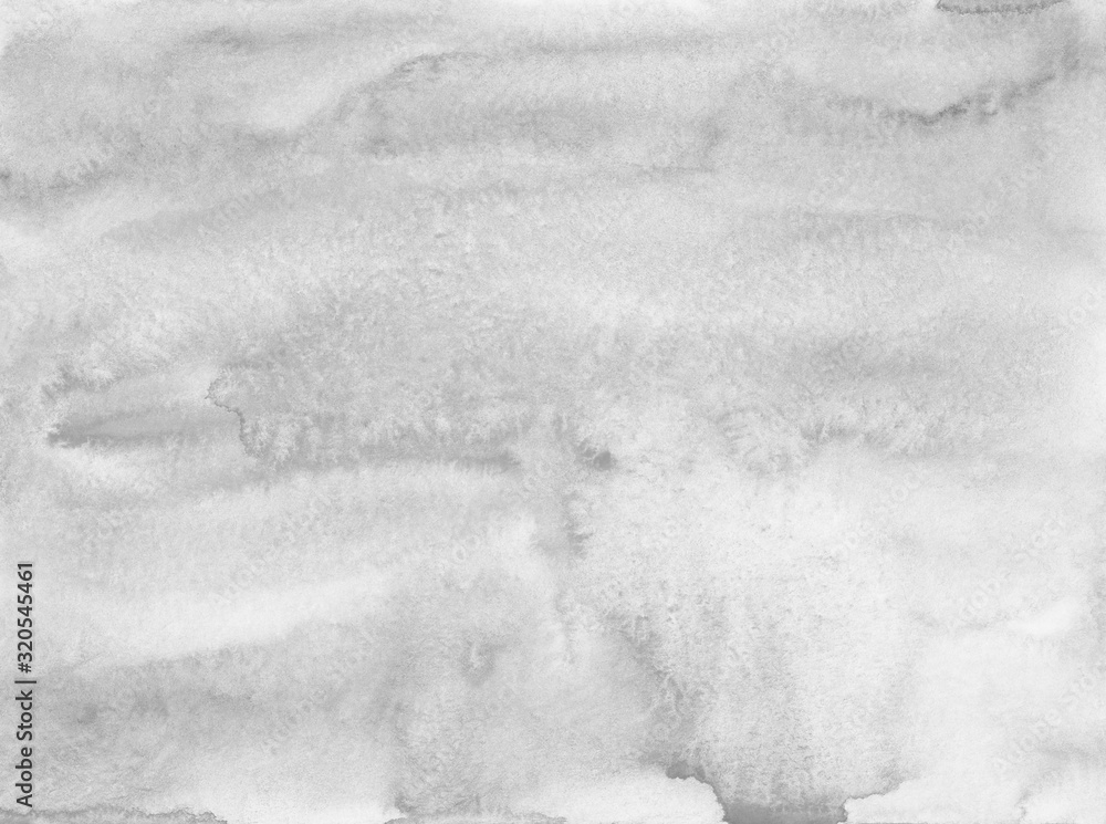 Watercolor light gray background texture. White and grey backdrop. Monochrome overlay.