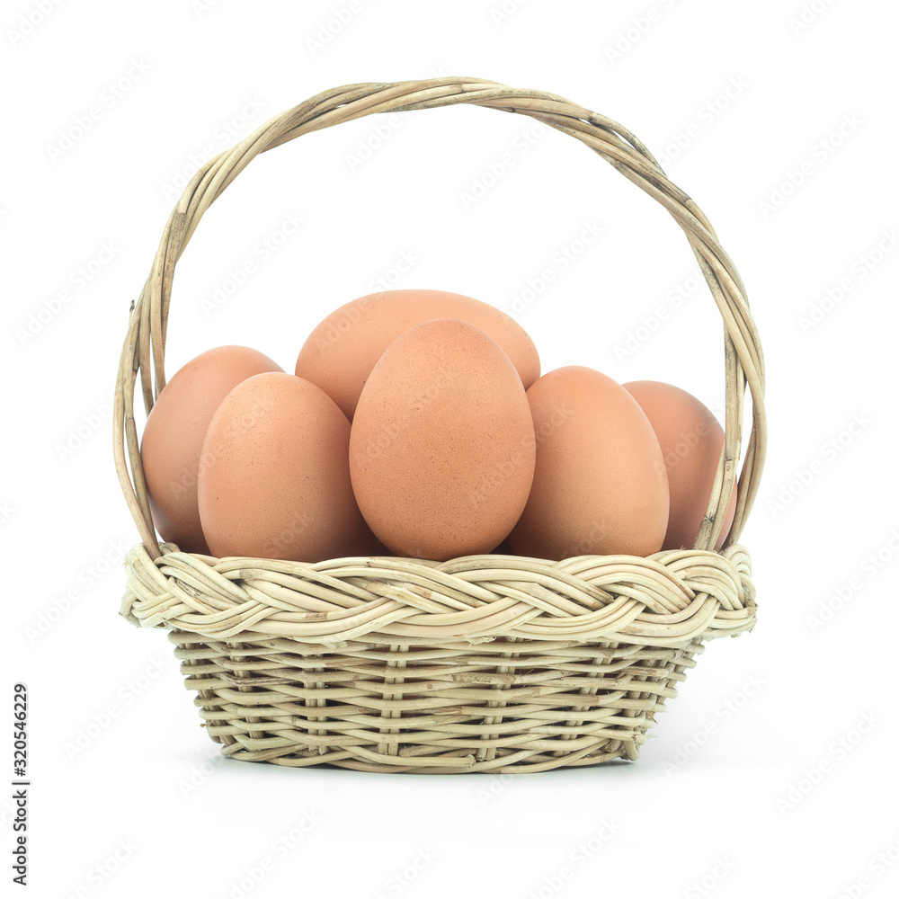 Eggs in the basket Isolated on White Background.