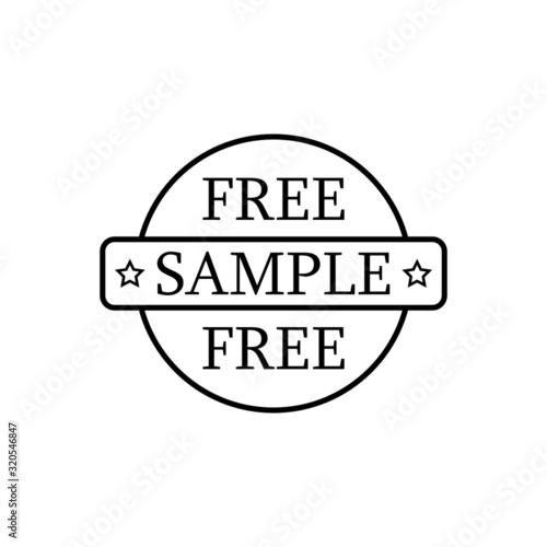 Free sample black sign ribbon sticker isolated on white background
