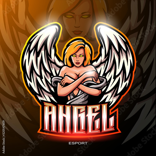 Angel mascot logo for electronic sport gaming logo.