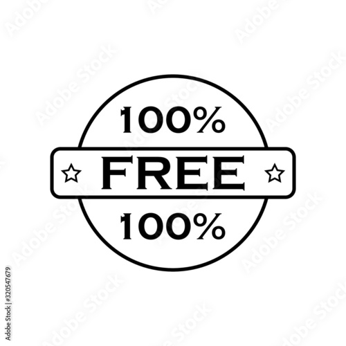 100% Free sample black sign ribbon sticker isolated on white background