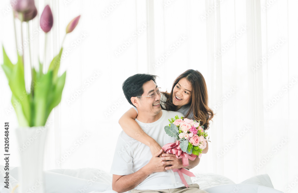 Senior Asian lovers, staying at home and enjoying being together Senior Asian lovers, staying at home and enjoying being together