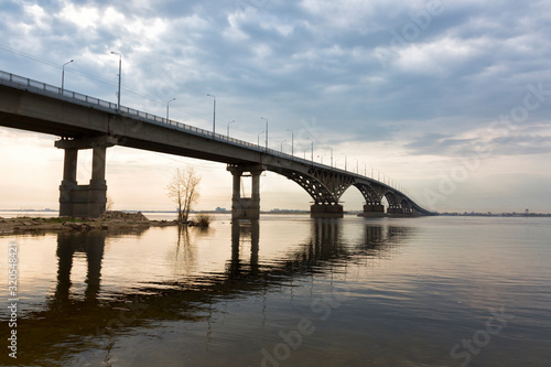 Bridge over the river Volga in sunset. The bridge connects Saratov and Engels. Russia © Shchipkova Elena