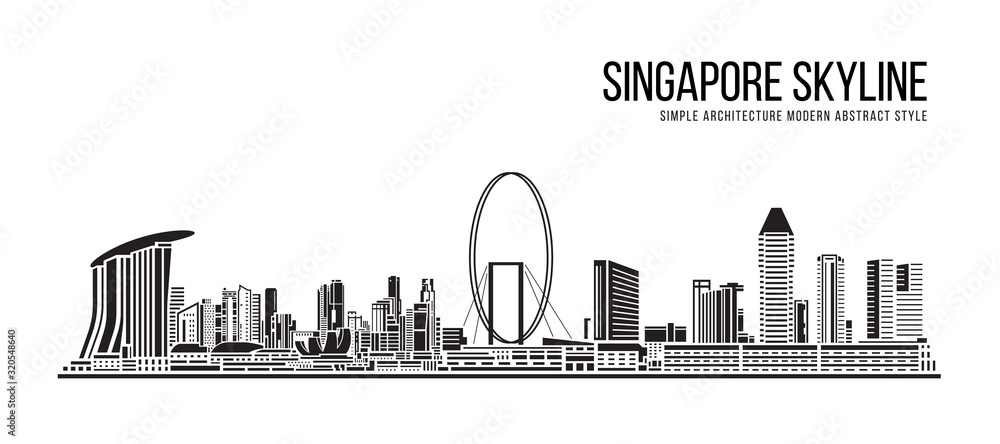 Fototapeta premium Cityscape Building Simple architecture modern abstract style art Vector Illustration design - Singapore city