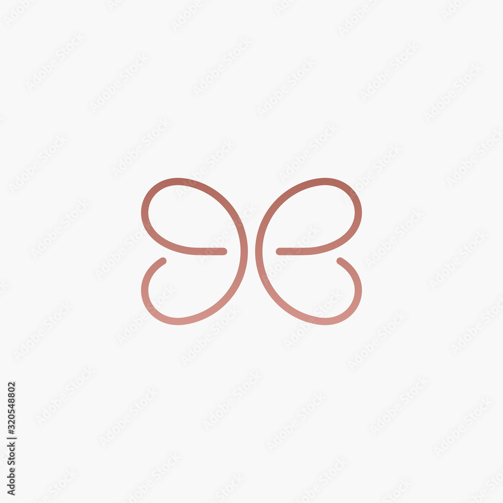 Initial letter E E with abstract butterfly element. minimalist line art monogram shape logo. Beauty, luxury spa style. - vector Initial letter E E with abstract butterfly element. minimalist line art monogram shape logo. Beauty, luxury spa style. - vector