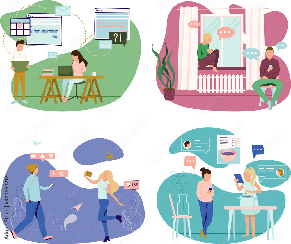 People And Gadgets Concept Icons Set People And Gadgets Concept Icons Set