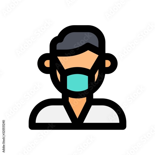 corona virus related gents doctor with face mask vector with editable stroke,