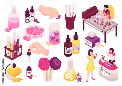 Isometric Perfume Icon Set