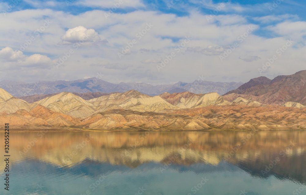 The endless beauty of a mountain lake, the Taktagul reservoir