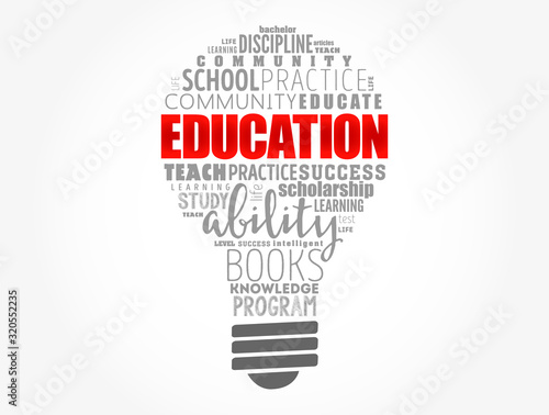 EDUCATION light bulb word cloud collage, concept background