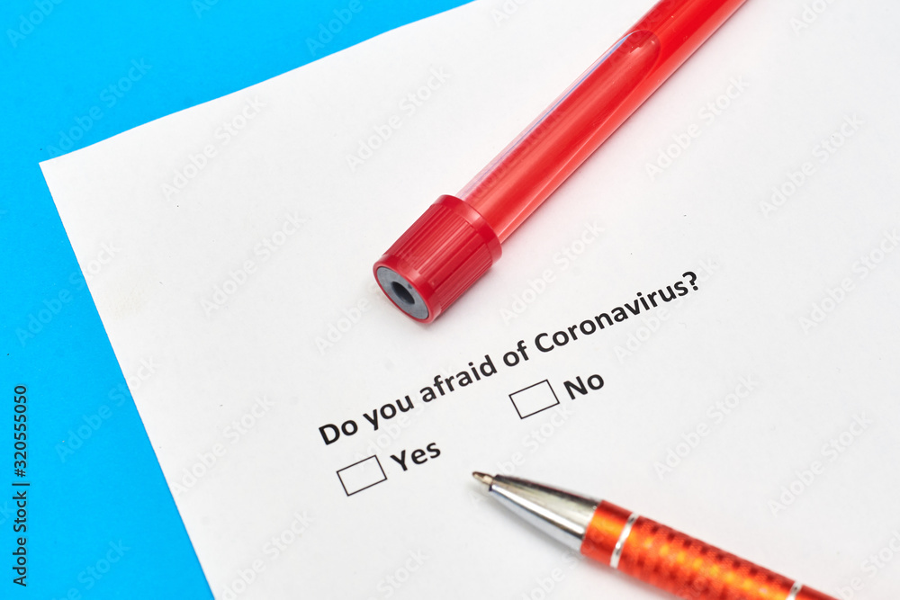 Do you afraid of coronavirus - a question on paper with options Yes and No. Do you afraid of coronavirus - a question on paper with options Yes and No.