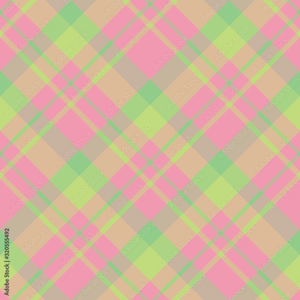 Seamless pattern in charming pink and light and dark green colors for plaid, fabric, textile, clothes, tablecloth and other things. Vector image. 2