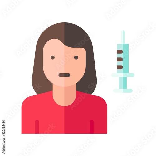 corona virus related patient with injection vector in flat style,