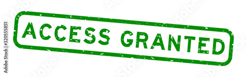 Grunge green access granted word square rubber seal stamp on white background