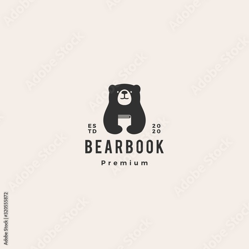 bear book logo vector icon illustration hipster vintage retro
