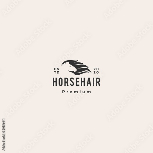 horse hair logo vector icon illustration hipster vintage retro