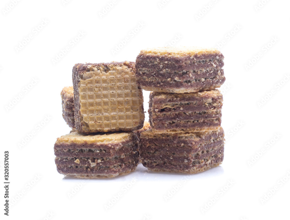 wafer chocolate dessert on white background wafer chocolate dessert on white background