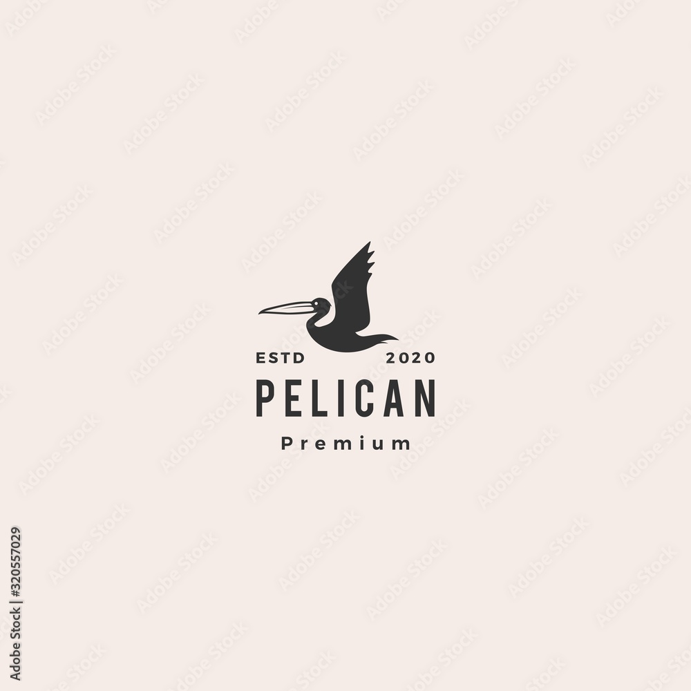 Obraz premium pelican gulf bird coast beach logo vector icon illustration hipster vintage retro