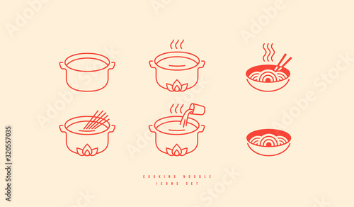 Icons set for soba noodle packaging