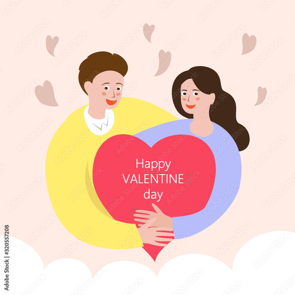 Man and woman holds a heart with text Man and woman holds a heart with text