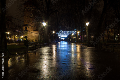 Fantastic view of the night winter KRAKOW. Nightly European Christmas cityscapes. © Olena