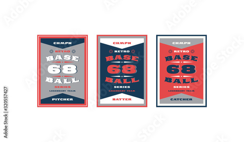 Photography Set of baseball card design in retro style