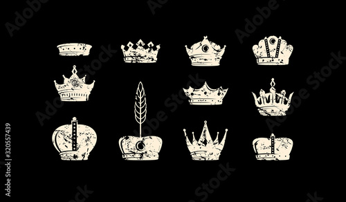 Set of crown icons for emblem design