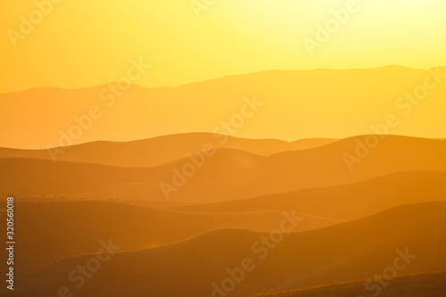 Layered golden sunset in the Pamir mountains of Tajikistan
