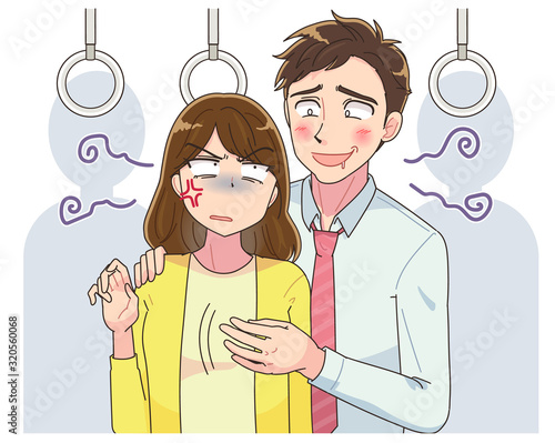 痴漢 セクハラ マンガ イラスト