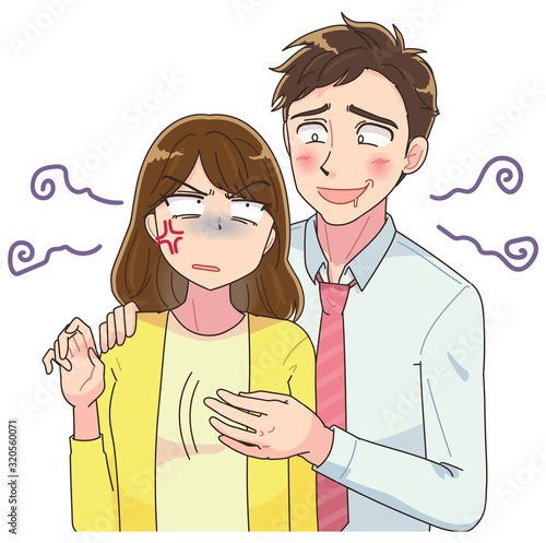 痴漢 セクハラ マンガ イラスト