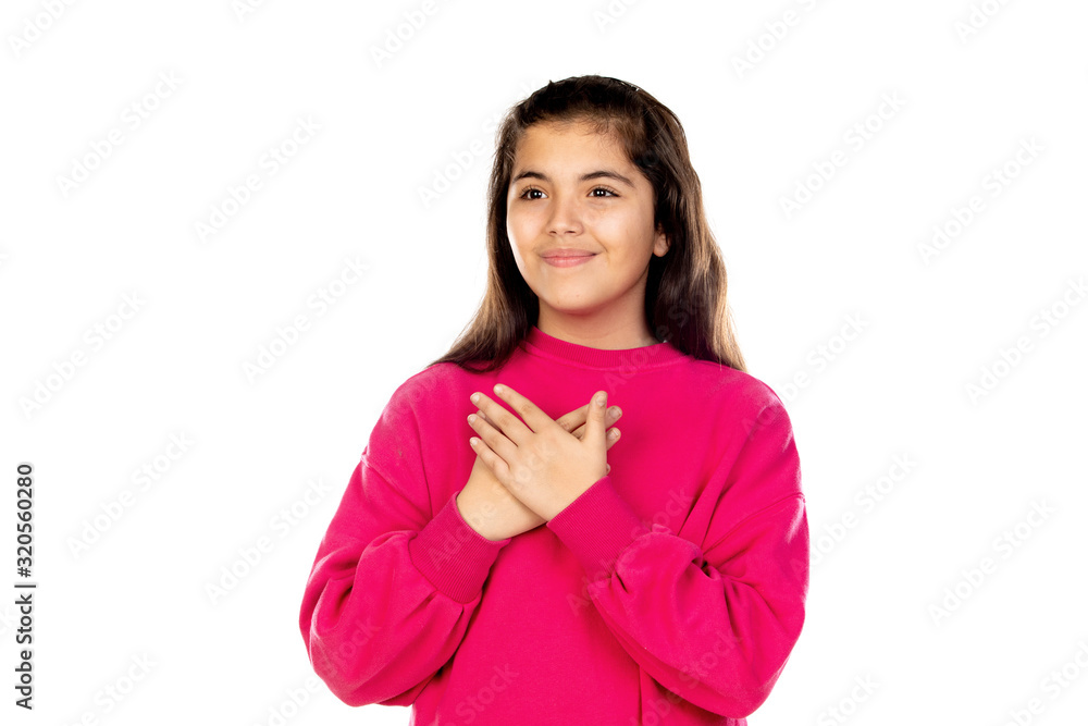 Preteen girl with pink jersey Preteen girl with pink jersey