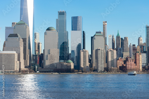 Lower Manhattan New York City Skyline along the Hudson River