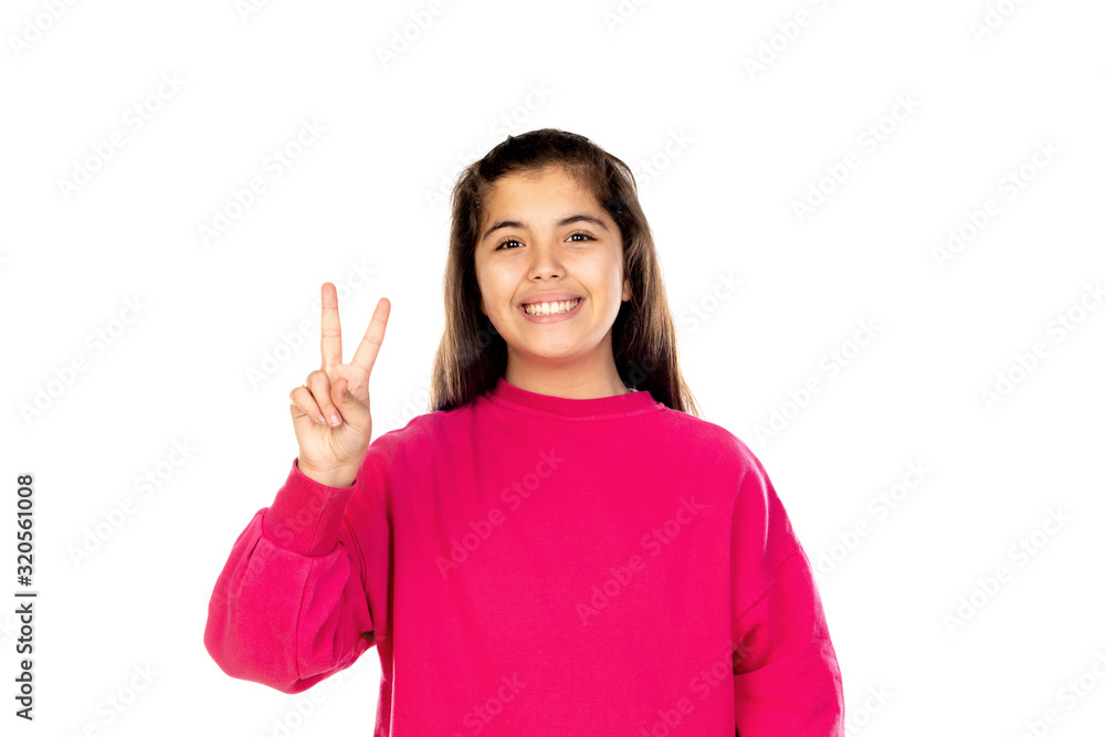 Preteen girl with pink jersey Preteen girl with pink jersey