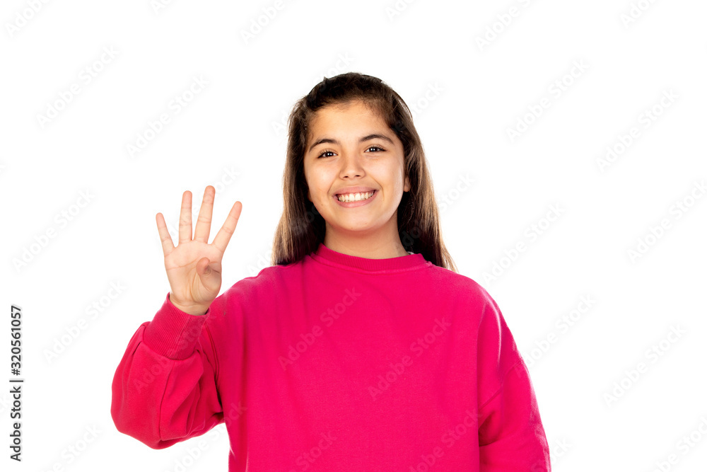 Preteen girl with pink jersey Preteen girl with pink jersey