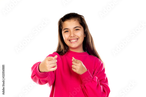 Preteen girl with pink jersey