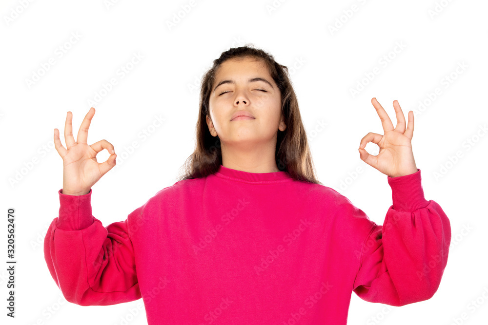 Preteen girl with pink jersey Preteen girl with pink jersey