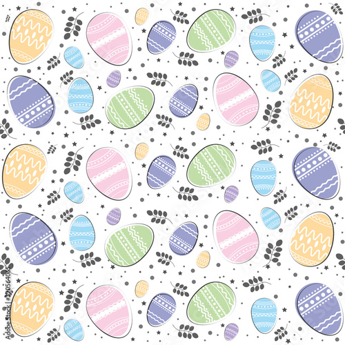 Seamless pattern Easter eggs. Happy Easter. Hand drawing, doodle style color vector illustration. 