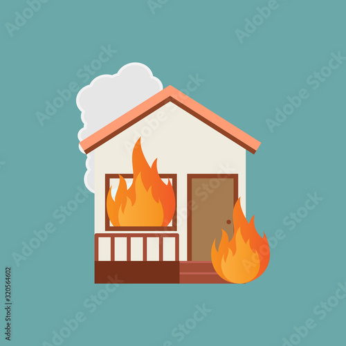 House fire flat design vector illustration