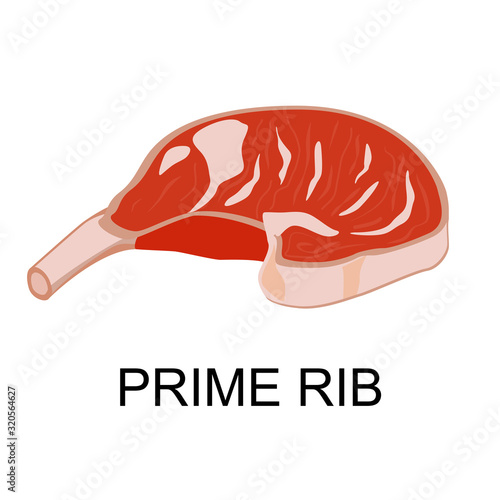 Prime rib. Collection of meat products. Vector illustration.