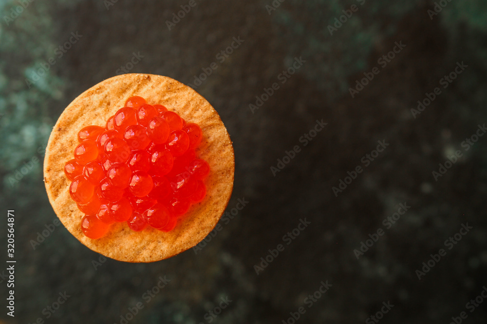 red caviar (seafood, salmon caviar) menu concept. food background. top view. copy space red caviar (seafood, salmon caviar) menu concept. food background. top view. copy space