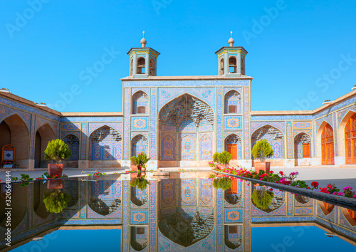 Courtyard of Nasir Ol-Molk mosque, also famous as Pink Mosque in Shiraz. Iran photo