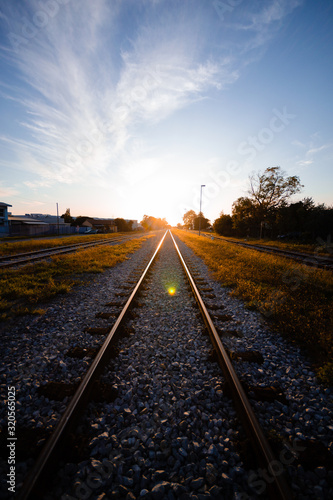 Railroad at sunset