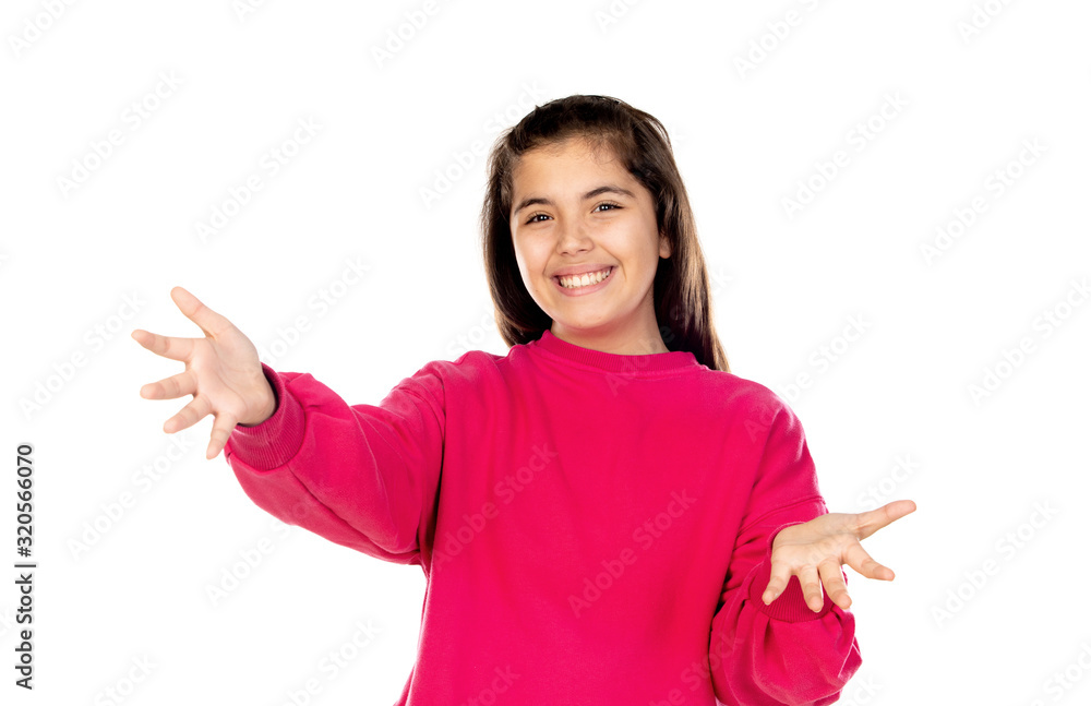 Preteen girl with pink jersey Preteen girl with pink jersey