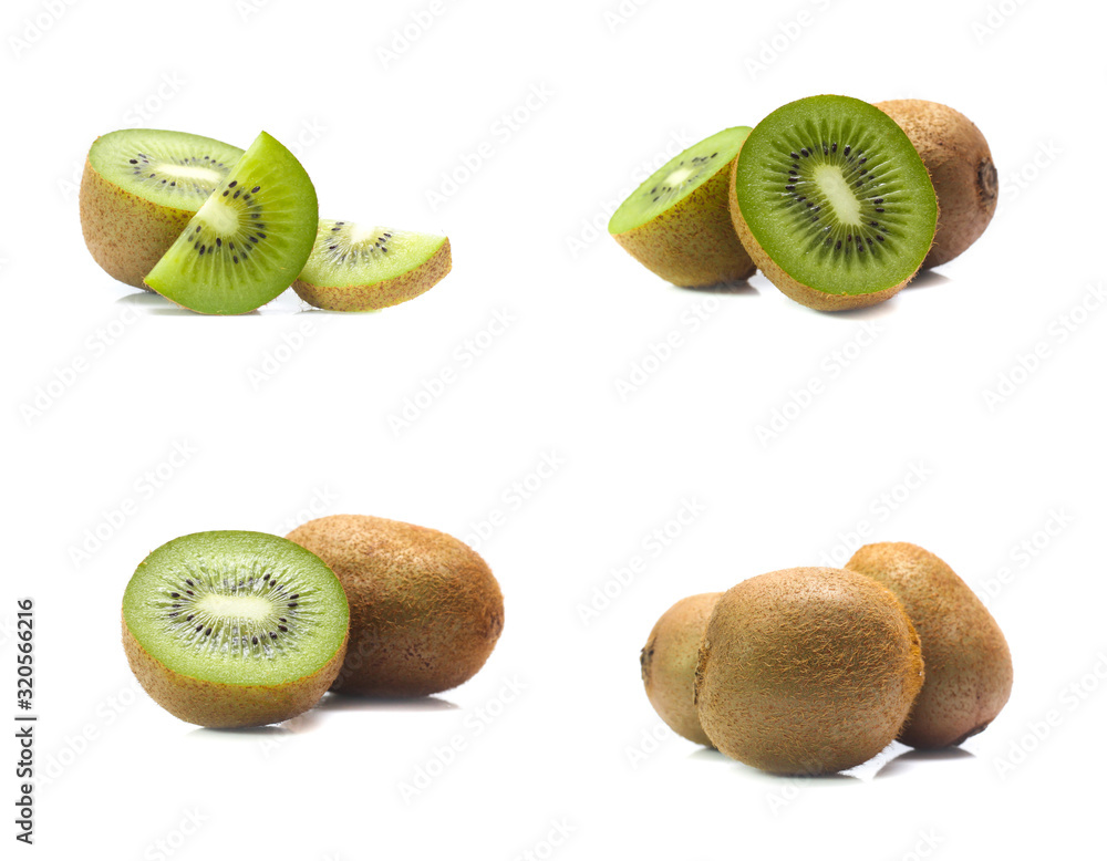 Fototapeta premium kiwi fruit isolated on white background (set mix collection)