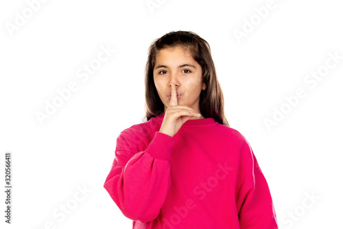 Preteen girl with pink jersey photo