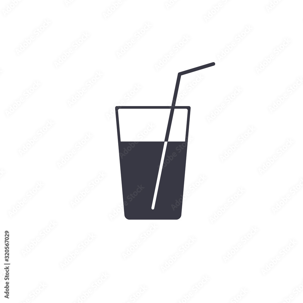 Juice Glass with a straw icon, Vector isolated flat design illustration Juice Glass with a straw icon, Vector isolated flat design illustration