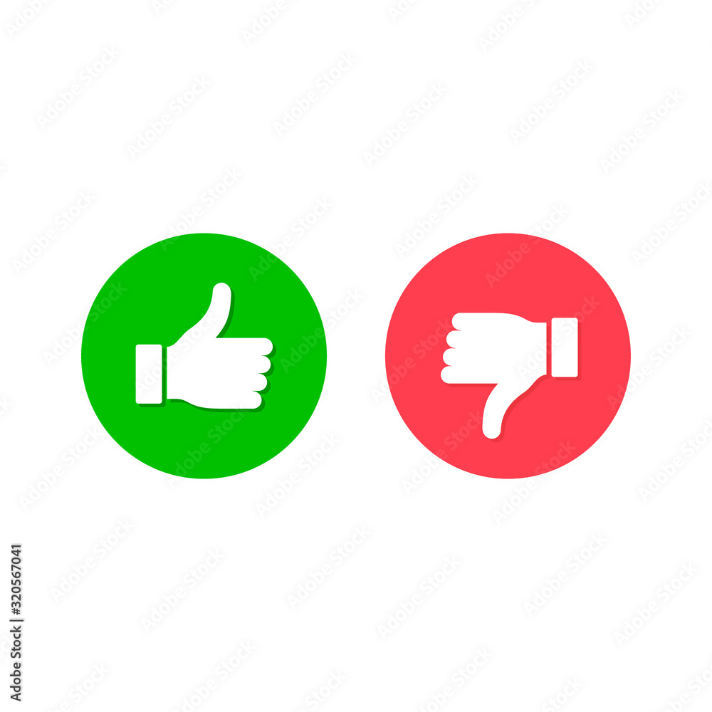 Thumbs up thumbs down symbol, Like and dislike icon isolated on circle. Vector Thumbs up thumbs down symbol, Like and dislike icon isolated on circle. Vector
