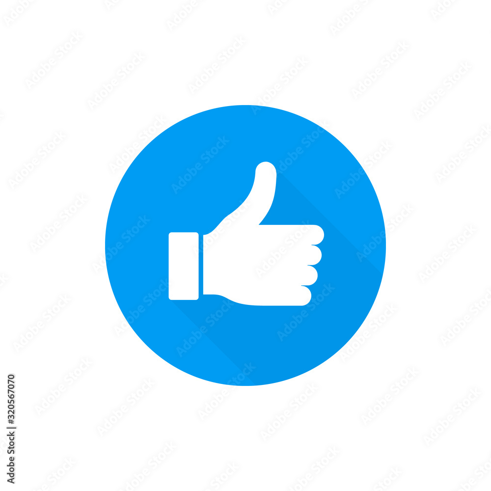 Thumb up icon, Like symbol isolated on blue circle. Vector Thumb up icon, Like symbol isolated on blue circle. Vector