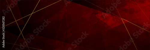Red grunge corporate abstract background with golden lines. Vector design
